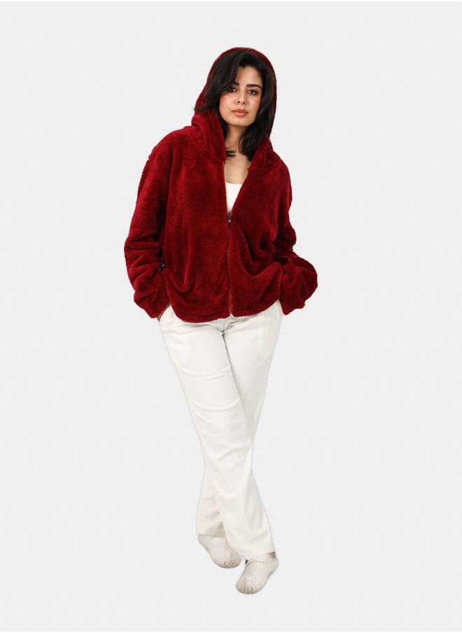 SHECHICK Shechick Stylish Burgundy & Off White 3-Piece Pajama Set  - Image 2