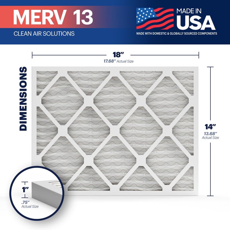 BNX TruFilter 14x18x1 MERV 13 (4-Pack) AC Furnace Air Filter - MADE IN USA - Electrostatic Pleated Air Conditioner HVAC AC Furnace Filters - Removes Pollen, Mold, Bacteria, Smoke - Image 2