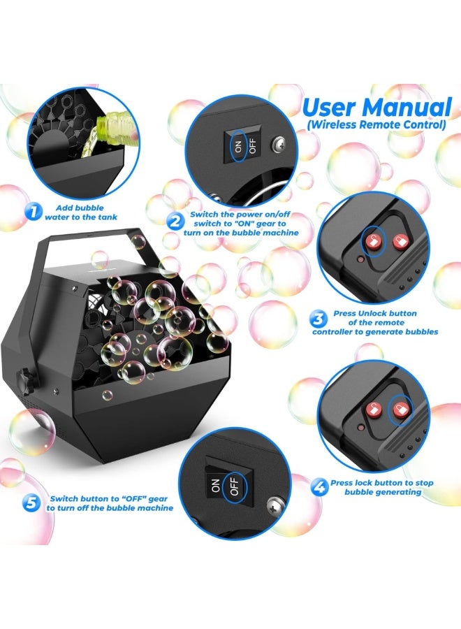 Joyeworld Bubble Machine, Upgraded Wireless Portable Bubble Machine,Automatic Bubble Maker,Bubbles Blower for Indoor Outdoor Birthday Party(Single Wheel, Remote Control) - Image 3