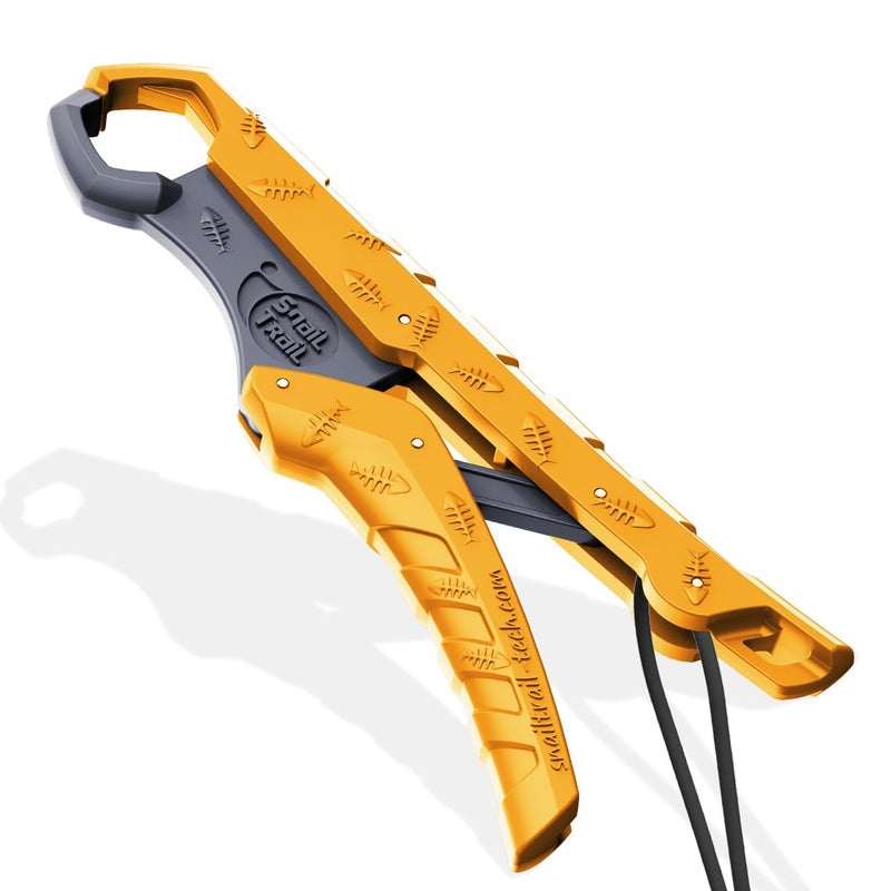 SNAIL TRAIL 7.5''/9'' Floating Fish Gripper, Fishing Grabber, Catfish Mouth Pliers, Caught Bass Holder, Digital Scale Hook Clamp, Saltwater Lip Grip Tool with Lanyard, Gifts for Men, Yellow-Gray - Image 1