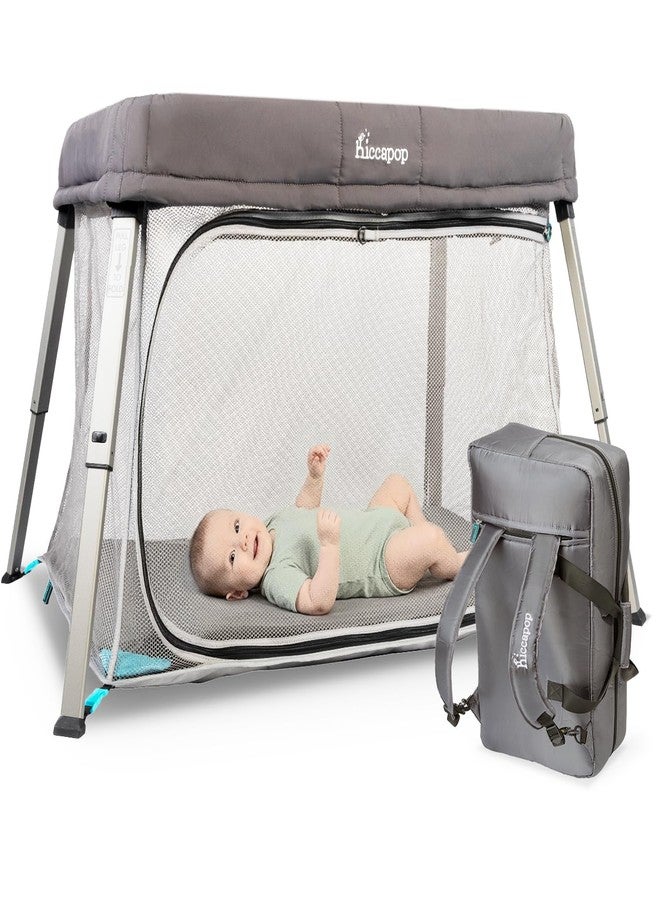 Hiccapop TravelPod Portable Crib for Baby, Lightweight, Foldable Travel Crib for Baby and Toddlers with Zippered Door, Waterproof Base & Carry Bag - Image 1