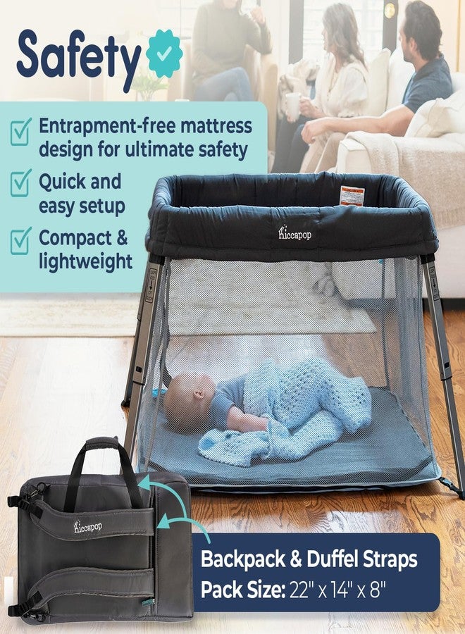 Hiccapop TravelPod Portable Crib for Baby, Lightweight, Foldable Travel Crib for Baby and Toddlers with Zippered Door, Waterproof Base & Carry Bag - Image 2
