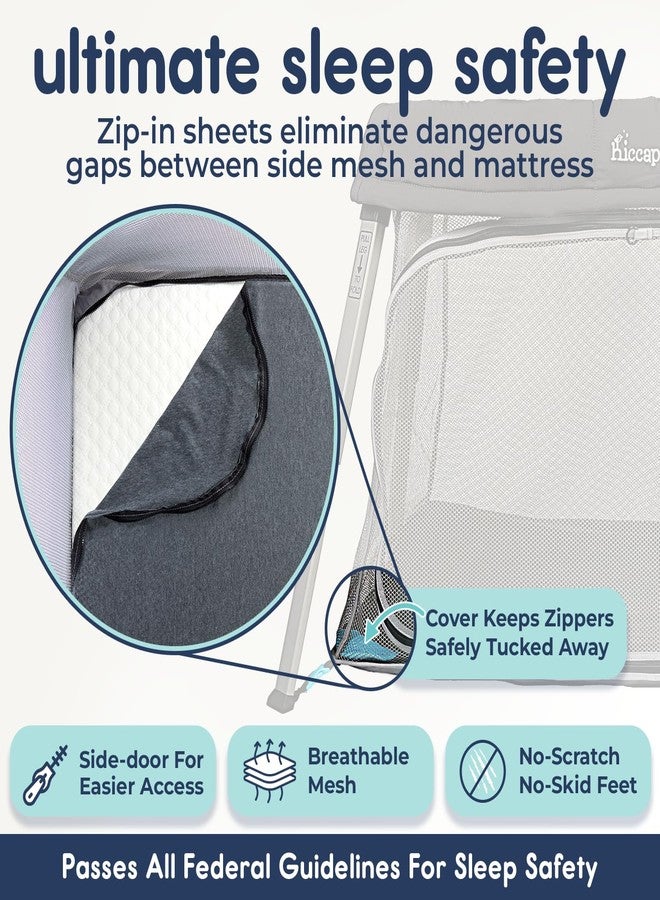 Hiccapop TravelPod Portable Crib for Baby, Lightweight, Foldable Travel Crib for Baby and Toddlers with Zippered Door, Waterproof Base & Carry Bag - Image 4