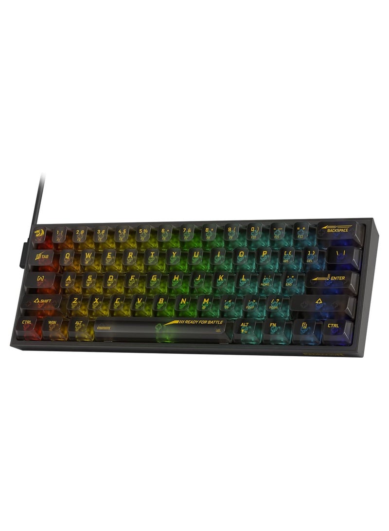REDRAGON K617 SE 60% Wired RGB Gaming Keyboard, 61 Keys Compact Full-Transparent Mechanical Keyboard w/Translucent Board, Custom Linear Switch, Pro Driver/Software Supported - Image 1