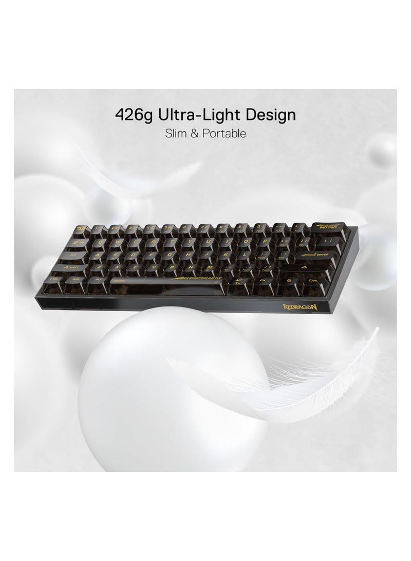 REDRAGON K617 SE 60% Wired RGB Gaming Keyboard, 61 Keys Compact Full-Transparent Mechanical Keyboard w/Translucent Board, Custom Linear Switch, Pro Driver/Software Supported - Image 5