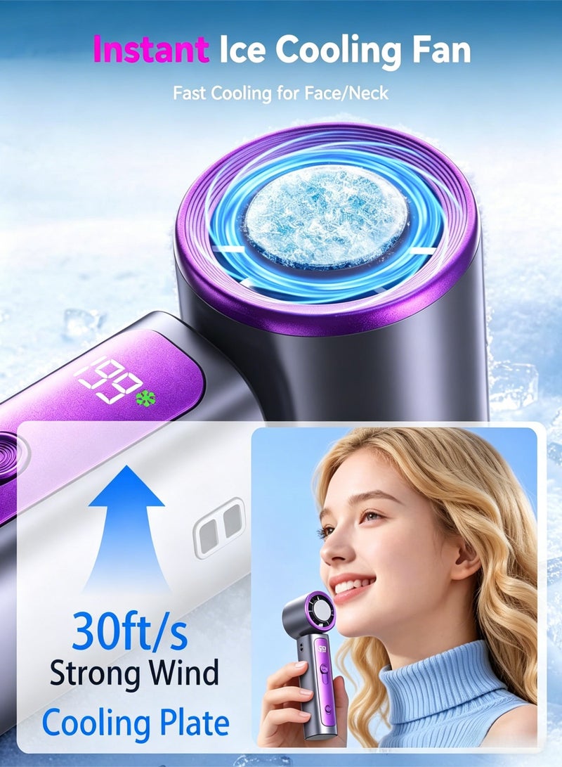 BESTPEAK Portable Fan, Strong Wind Air Cooler Fan Small, Ice Cold Hand Fan, Handheld Fan, Mini Folding Table Fan, Neck Fan with 199 Speeds,3000mAh Battery Handheld Portable Fan - Image 4