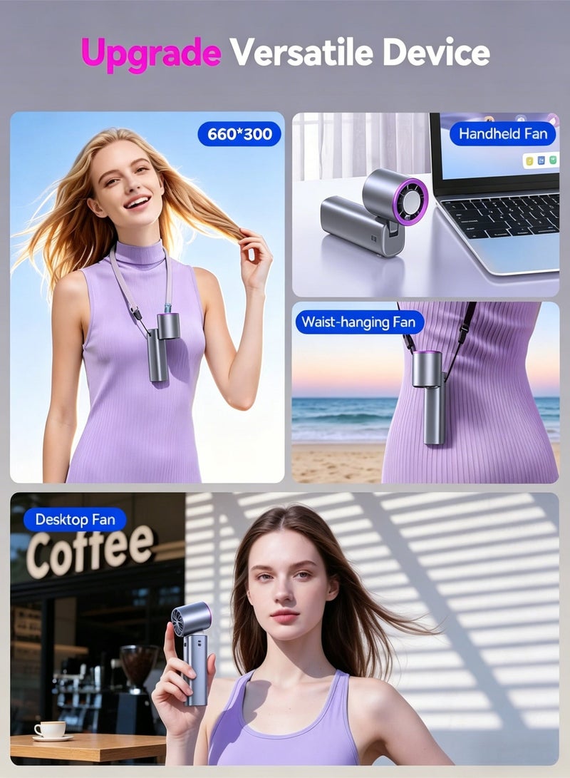 BESTPEAK Portable Fan, Strong Wind Air Cooler Fan Small, Ice Cold Hand Fan, Handheld Fan, Mini Folding Table Fan, Neck Fan with 199 Speeds,3000mAh Battery Handheld Portable Fan - Image 2
