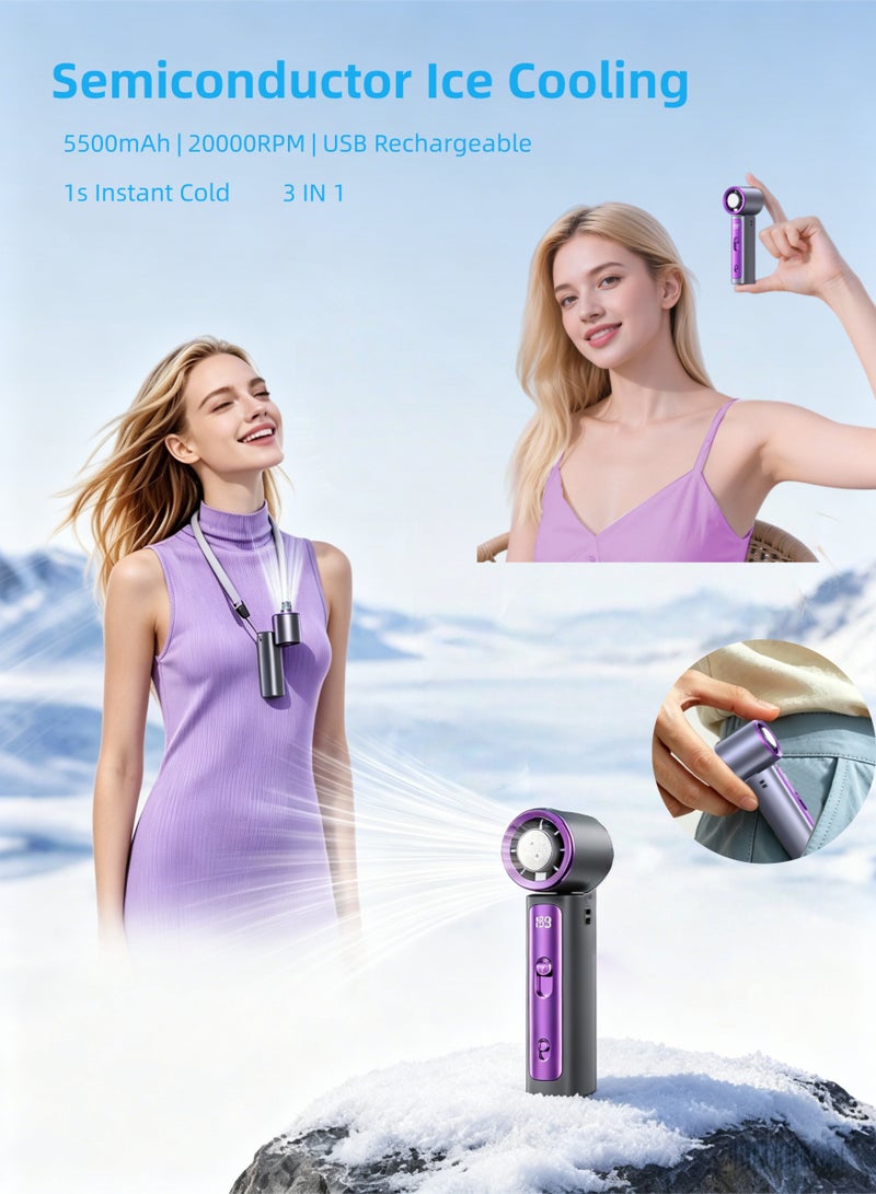 BESTPEAK Portable Fan, Strong Wind Air Cooler Fan Small, Ice Cold Hand Fan, Handheld Fan, Mini Folding Table Fan, Neck Fan with 199 Speeds,3000mAh Battery Handheld Portable Fan - Image 1