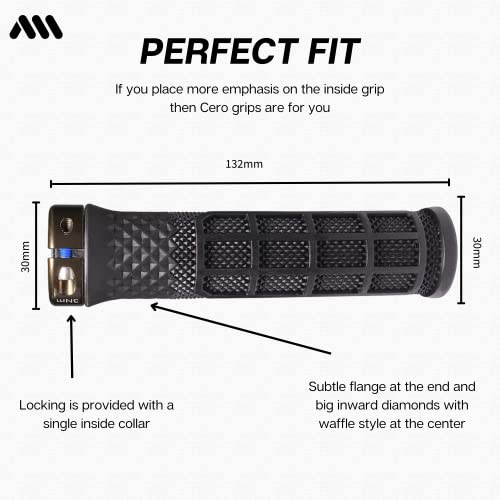 All Mountain Style Mountain Bike Grips Black Cero Grips Model - Lock-on Metal Collar, Dual Pattern, Dual Density, 132mm - Image 4