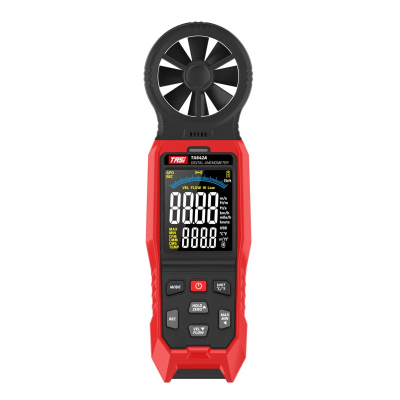 Digital Anemometer: 8 Fan Blades High-precision Bearing - Multi-unit Switchable Air Velocity Temperature Tester for HVAC Maintenance & Industrial Monitoring - Image 1