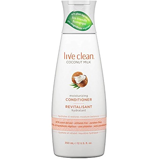 Live Clean COCONUT MILK MOISTURIZING SHAMPOO AND COCONUT MILK MOISTURIZING CONDITIONER WITH CERTIFIED ORGANIC COCONUT EXTRACT AND OIL, PETROLATUM-FREE, PHTHALATE-FREE AND PARABEN-FREE, 12 OZ EACH - Image 3