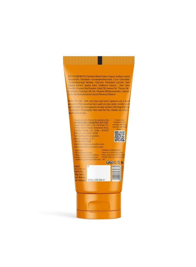 NUTRIGLOW Natural'S Advanced Pro Formula Papaya For Skin Brightening & Tan Removal Face Wash (100 G) - Image 2