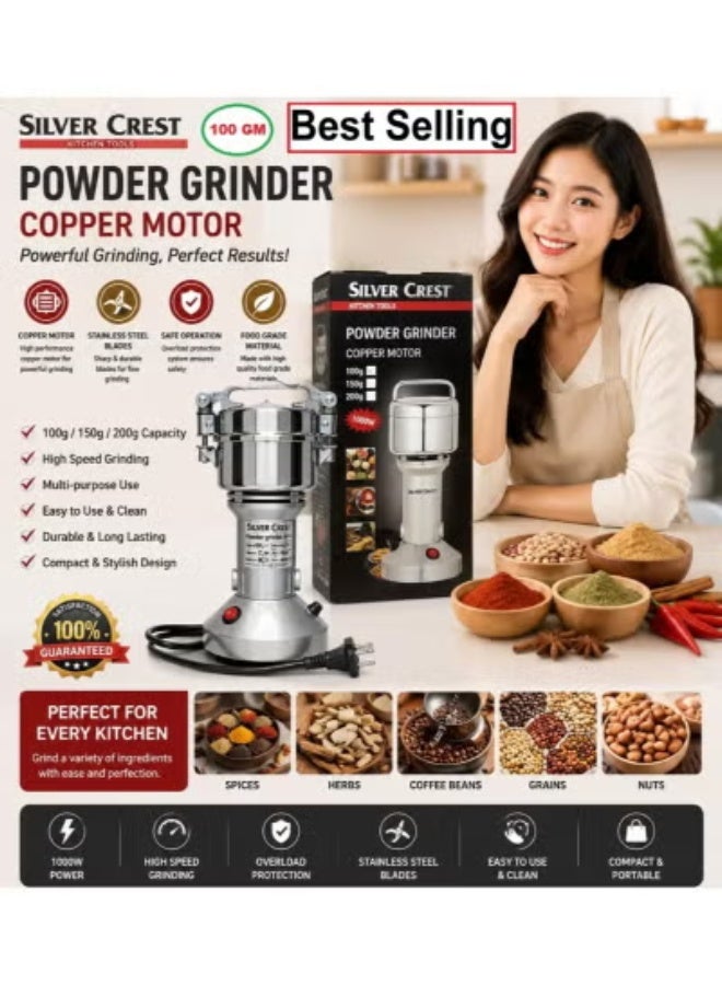 SILVER CREST 1000W Powder Grinder with Copper Motor, Stainless Steel Blades - Image 5