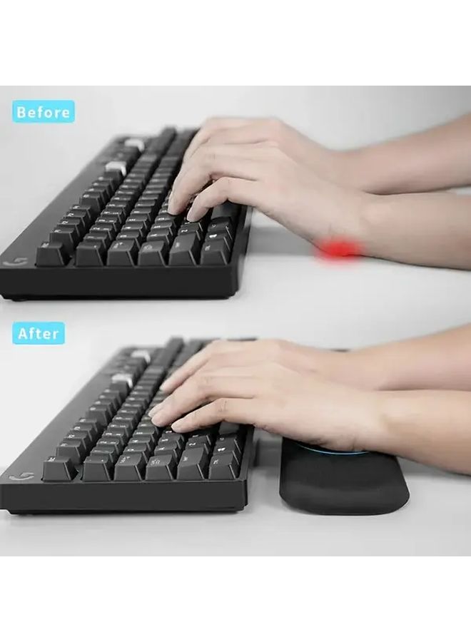 Black Ergonomic Memory Foam Wrist Rest Support For Keyboard And Mouse L Size - Image 3