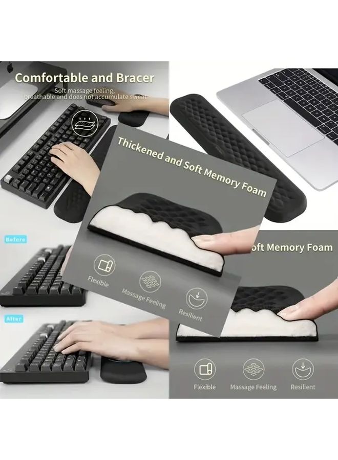 Black Ergonomic Memory Foam Wrist Rest Support For Keyboard And Mouse L Size - Image 1