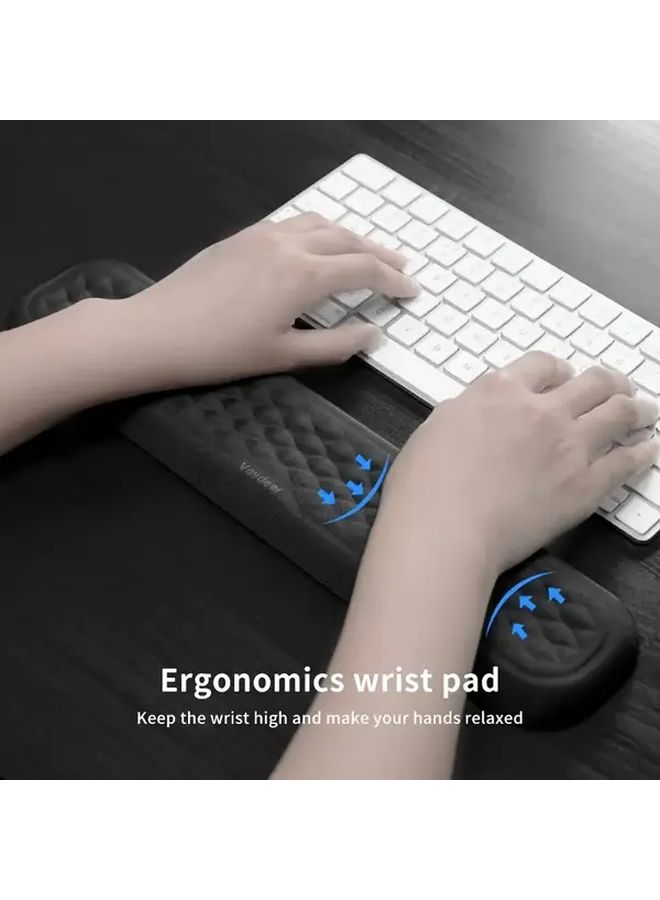 Black Ergonomic Memory Foam Wrist Rest Support For Keyboard And Mouse L Size - Image 5