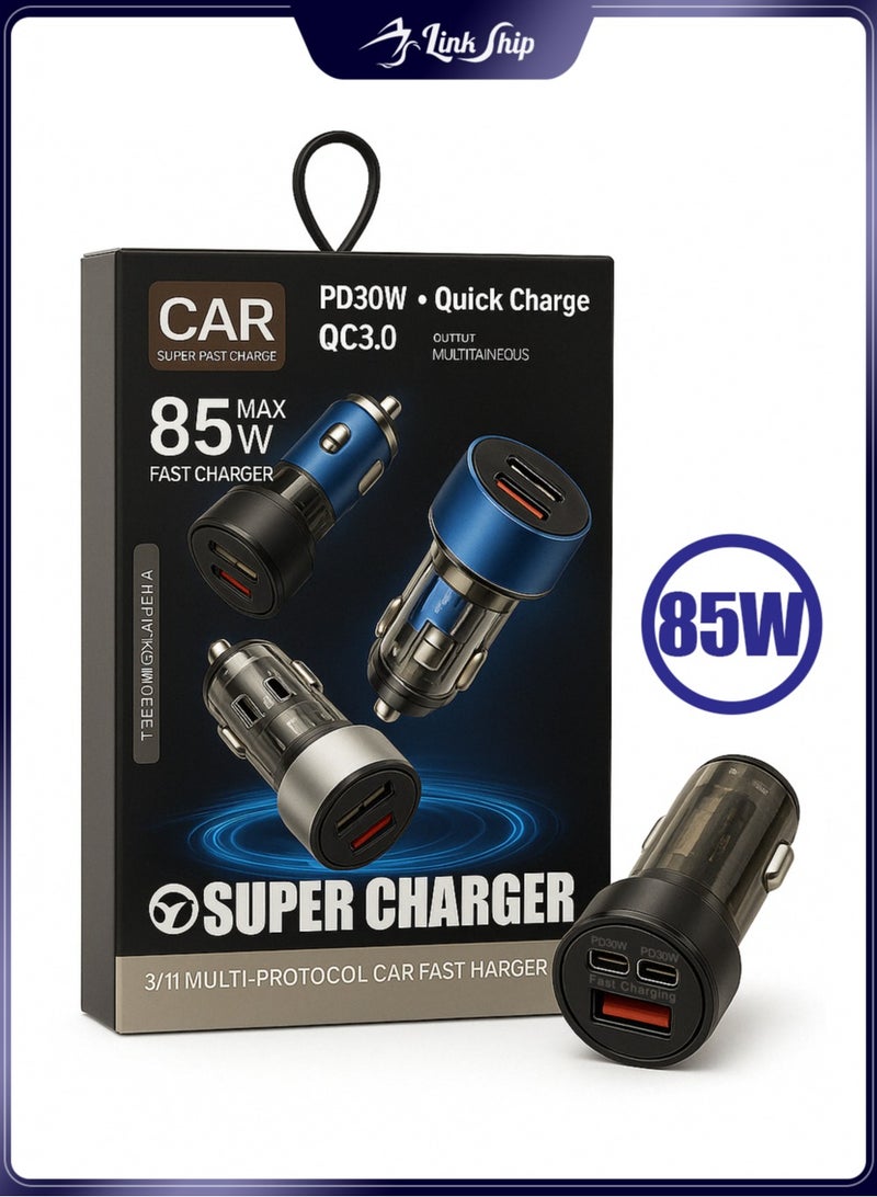 linkship Car Charger 85W 2C1A Car Adapter USB Type C, Compatible with iPhone 16/15/14 Pro Max, Galaxy S25/S24/S23 Ultra, Huawei, Xiaomi, Honor, Oppo, Vivo, Apple Watch S10, Earbuds - Image 1