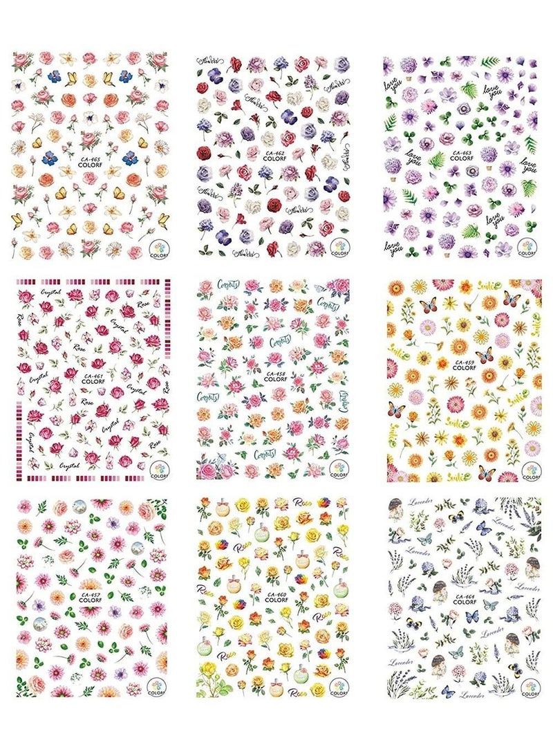 نيبمينينت 9 ملاءات زهرة ذاتية اللصق أوراق الورد فراشة مسمار الفن ملصق الشارات مانيكير تلميح الديكور لتصميم الأظافر - Image 1