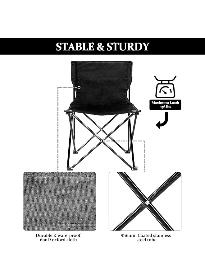 ECVV Portable Folding Beach Camping Chair with Carry Bag Collapsible Anti Slip Padded Oxford Cloth Stool for Beach Hiking Fishing Gardening Picnic Assorted - Image 4