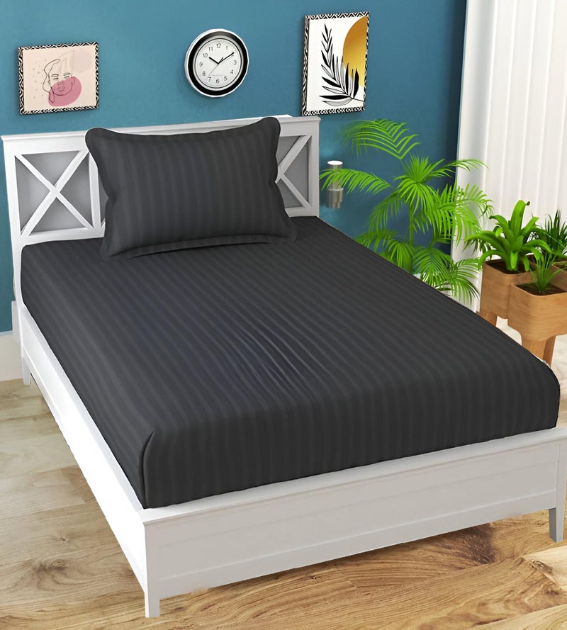 STARNSTYLE 220 Cotton Feel 1 Single Bedsheet with 1 Pillow Cover (90X60 Inch) Grey - Image 5