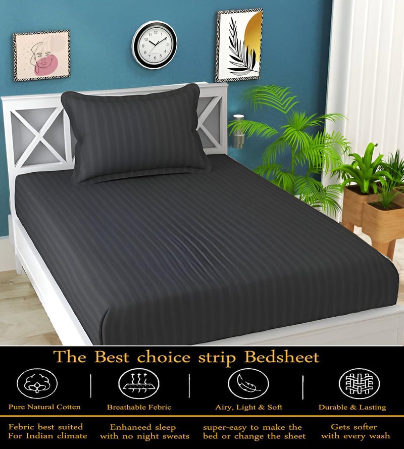 STARNSTYLE 220 Cotton Feel 1 Single Bedsheet with 1 Pillow Cover (90X60 Inch) Grey - Image 2