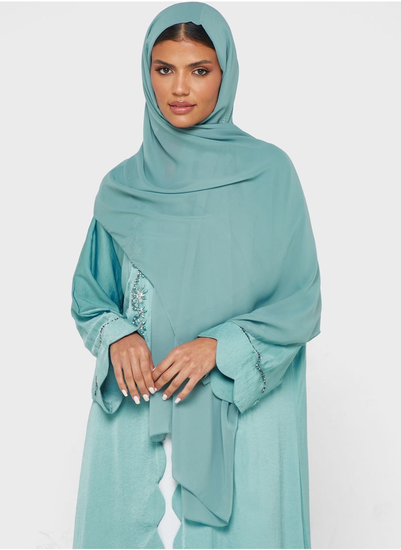 hayas closet - Embellished Front Open Abaya - Image 1