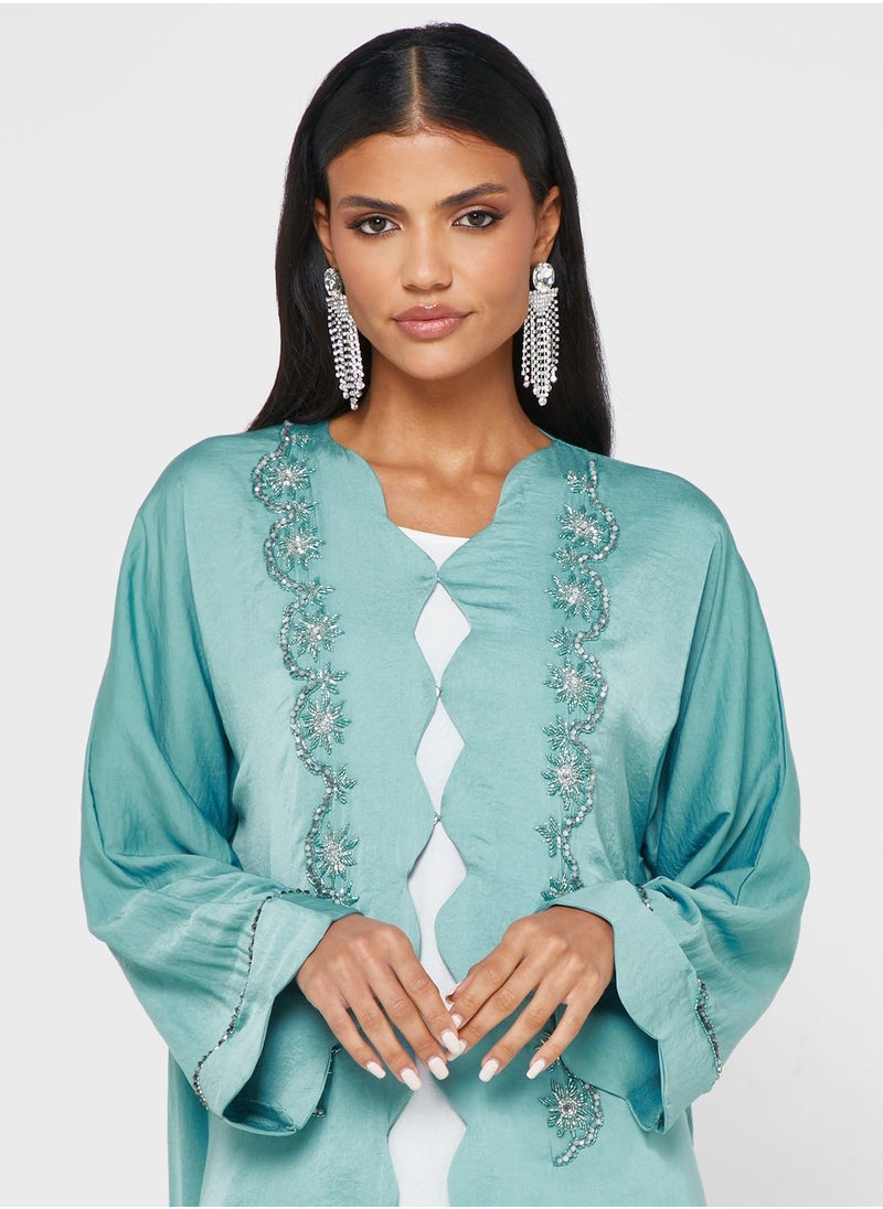 hayas closet - Embellished Front Open Abaya - Image 1