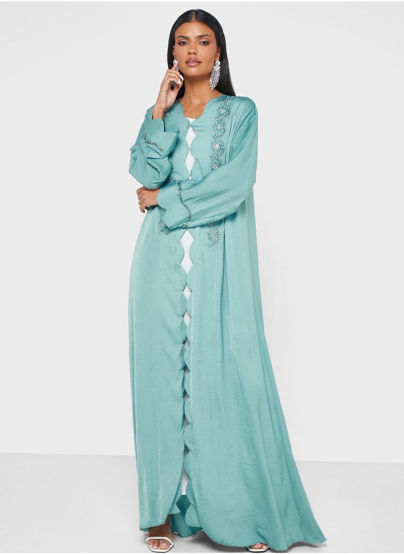 hayas closet - Embellished Front Open Abaya - Image 1