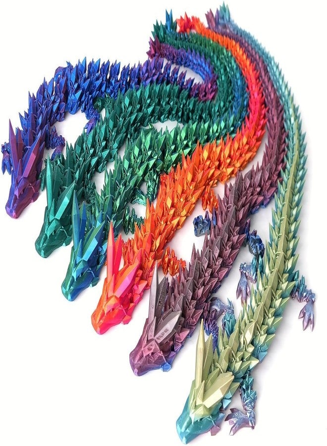 HEFANDAISHU 3D Printed Dragon Easter Egg,8.5in. Articulated Crystal Dragon Fidget Toy,Perfect Basket Essentials Stuffers (4sets & Bluegreen/CandyMulti/PurpleBlue/RedGold, L8.5inch Dragon&H3.5inch Egg) - Image 3