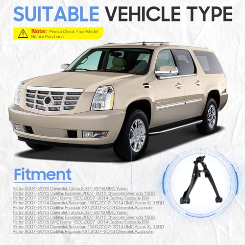 ILONPA Front Left Driver Side Lower Control Arm w/Ball Joint for 2007-2015 Cadillac Escalade ESV/EXT, 2007-2016 Chevy Avalanche/Silverado/Suburban 1500/Tahoe, 2007-2016 GMC Yukon/Sierra 1500/Yukon XL1500 - Image 2