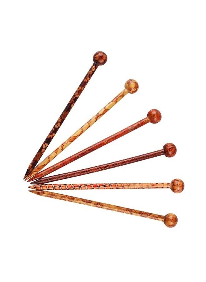 Baoblaze 6 Pieces Wood Hair Sticks Japanese Hair Chopsticks for Hair Pins for Women Long Handmade Craft 13cm 