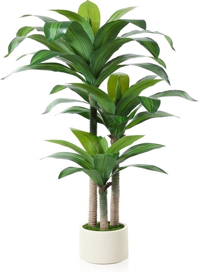 Generic Artificial Dracaena Plant 135cm Fake Tall Tree with White Planter,Faux Dragon Tree Plant Indoor Floor Porch Home Decor Office Living Room,1Pcs  - Image 1