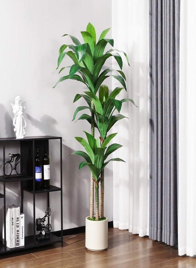 Generic Artificial Dracaena Plant 135cm Fake Tall Tree with White Planter,Faux Dragon Tree Plant Indoor Floor Porch Home Decor Office Living Room,1Pcs  - Image 2