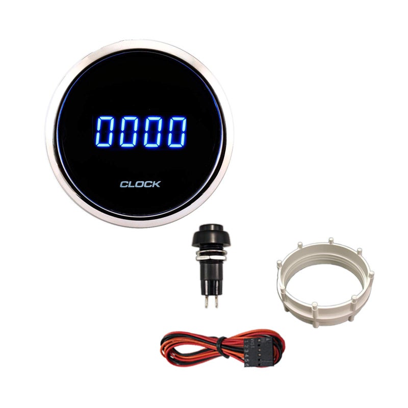 PA LED Auto Digital Clock Gauge Blue Back Light 24 hr for Car Interior Dash 52mm 2 11612 Volt DC