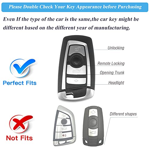 RFSRZ Car Key Fob Cover Case Fits for BMW,TPU Full Protection for BMW M5 M6 GT3 GT5 1/3/4/5/7 Series X1/X3/X4/X5/X6 2009-2012 2013 2014,Bling Gold White Holder Accessories (B-White) - Image 2