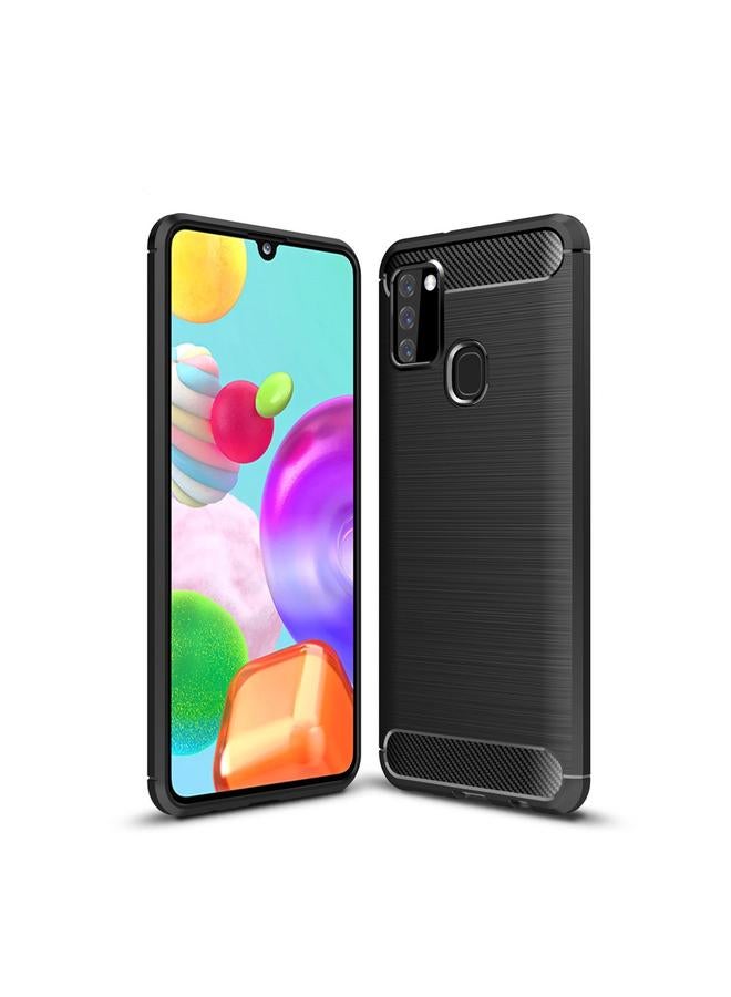 اس-توب جراب لهاتف Galaxy A21s مصنوع من ألياف الكربون TPU بملمس ناعم - Image 1