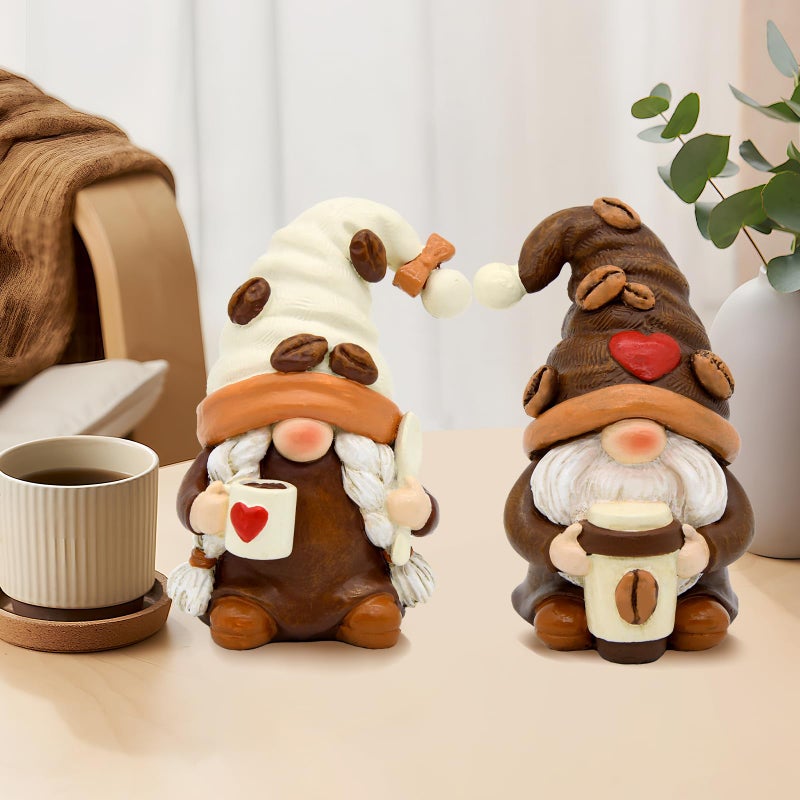 CRCZK Coffee Gnomes Decor - Handcrafted Coffee Gnome Figurines, Resin Coffee Gnomes for Coffee Bar Decor, Coffee Themed Gnome Decorations, and Kitchen Coffee Decor - Perfect Coffee Lover Gifts - Image 2