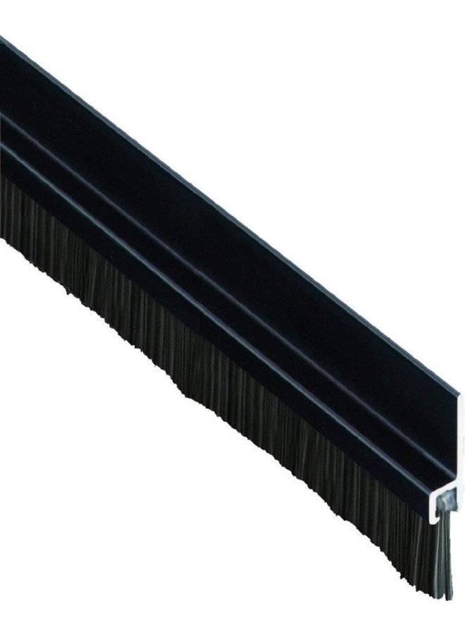 NJM 100 cm 1 Meter Black Door Bottom Brush Seal Aluminium with 4 pcs Screws Home Door Safety Protection for Protection from Dust, Cockroaches - Image 1