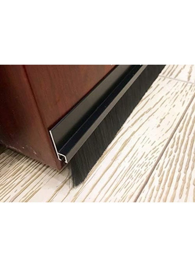NJM 100 cm 1 Meter Black Door Bottom Brush Seal Aluminium with 4 pcs Screws Home Door Safety Protection for Protection from Dust, Cockroaches - Image 4