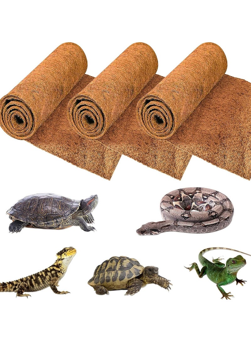 SOLARAE 3 Pieces Reptile Carpet 12 x 20 inches Coco Fiber Substrate Liner Natural Coconut Fiber Pet Mat Tortoise Carpet Mat Pet Terrarium Liner for Lizard Turtle - Image 1