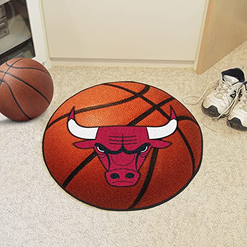 FANMATS 10218 Chicago Bulls Basketball Shaped Rug - 27in. Diameter, Basketball Design, Sports Fan Accent Rug - Image 2