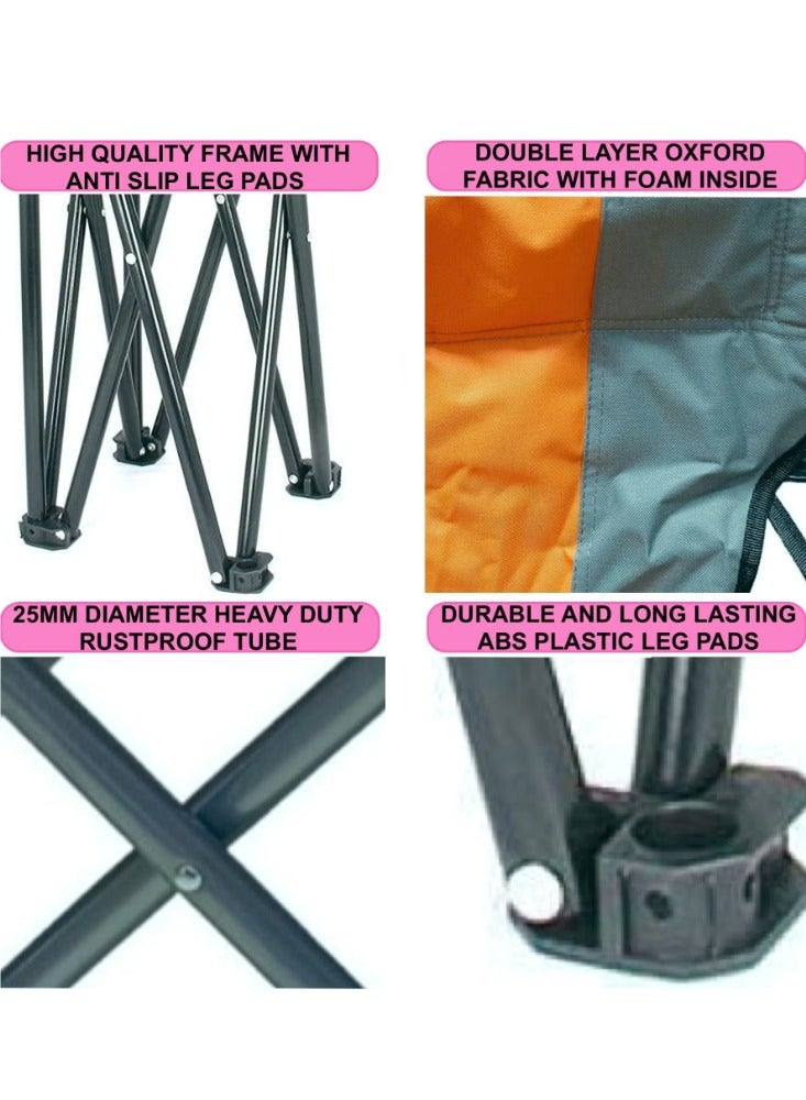 Generic Heavy Duty Folding Beach Chair Foldable Camping Chair with Carry Bag for Adult, Lightweight Folding Camping Chair for Outdoor Camp Beach Travel Picnic Hiking - Large (GREEN)  - Image 2