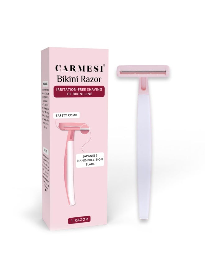 Carmesi Bikini Razor for Women | For Irritation-Free Shaving of Bikini Line | Japanese Nano-Precision Blade & Safety Comb | No Cuts | Safe & Hygienic | Pack of 1 - Image 1