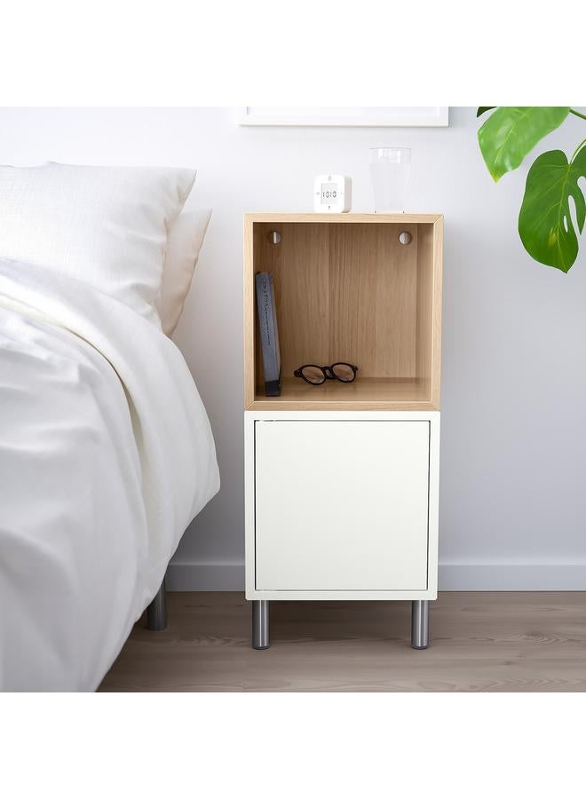 Zaboon Cabinet Combination With Legs, White/White Stained Oak Effect, 35X35X80 Cm - Image 2