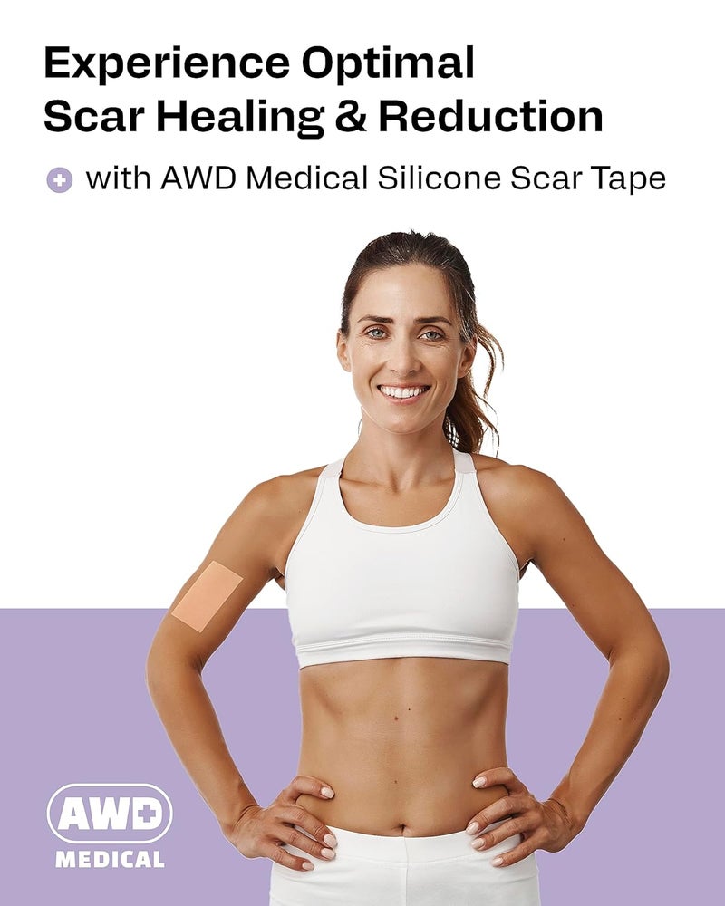 AWD Medical AWD Silicone Scar Sheets for Surgical Scars  Silicone Scar Tape for C Section Tummy Tuck Tape Keloid Treatment  Silicone Skin Patches After Surgery Must Haves 16 x 60 Roll Pack of 3 - Image 2