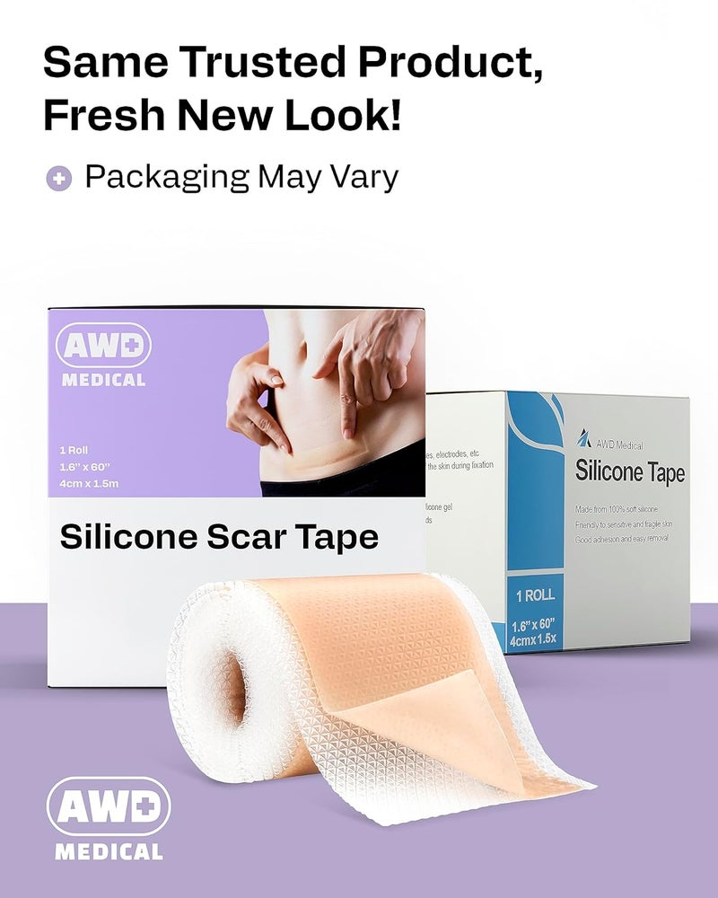 AWD Medical AWD Silicone Scar Sheets for Surgical Scars  Silicone Scar Tape for C Section Tummy Tuck Tape Keloid Treatment  Silicone Skin Patches After Surgery Must Haves 16 x 60 Roll Pack of 3 - Image 5