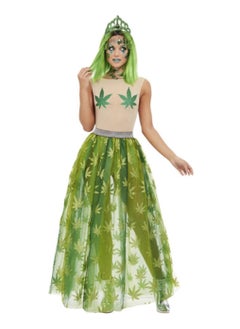 Fun Fair Fancy Dress Funnyside Queen Costume Green Sheer Bodysuit Skirt And Tiara Adult Female Size M