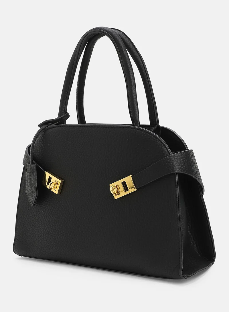 Haute Sauce Solid Zip Lock Regular Vegan Leather Hand Bag For Women