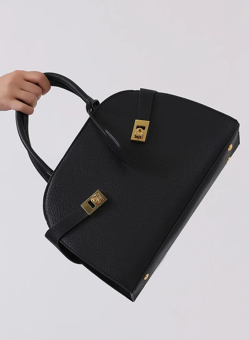 Haute Sauce Solid Zip Lock Regular Vegan Leather Hand Bag For Women