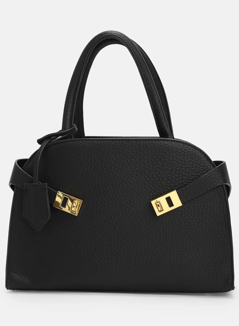 Haute Sauce Solid Zip Lock Regular Vegan Leather Hand Bag For Women